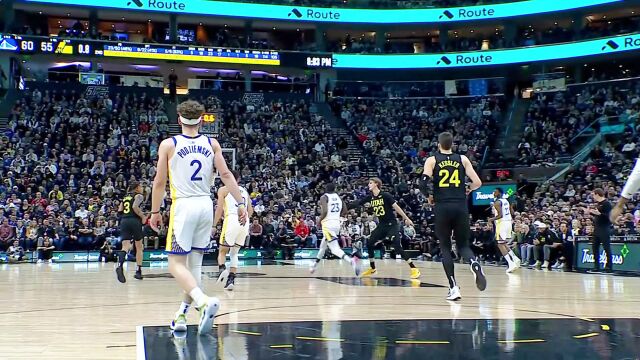 【2024年02月13日 勇士vs爵士集锦】半场压哨天外飞仙！追梦超神三分创生涯最远纪录