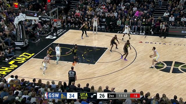 【2024年02月13日 勇士vs爵士集锦】攻防一体完美表现 凯斯勒送出大帽反击补篮命中