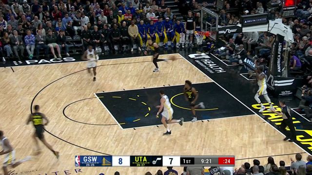 【2024年02月13日 勇士vs爵士集锦】库明加碾压进场冲击篮下 凯斯勒后方跟进送出火锅大餐