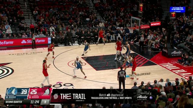 【2024年02月14日 森林狼vs开拓者集锦】打你个措手不及 亨德森突然加速冲击禁区挑篮命中