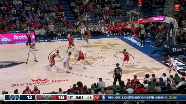 【2024年02月15日 奇才vs鹈鹕集锦】吉斯伯特人缝传球 普尔回头望月上篮命中