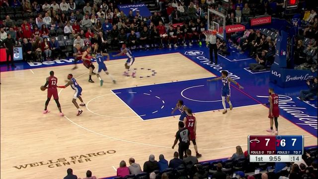 【2024年02月15日 热火vs76人集锦】双人配合精妙无比！邓罗与阿德巴约默契挡拆配合助攻阿德巴约一飞冲天空接暴扣