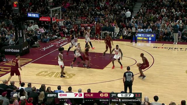 【2024年02月15日 公牛vs骑士集锦】不负所期！加兰弧顶超远三分一杆进洞