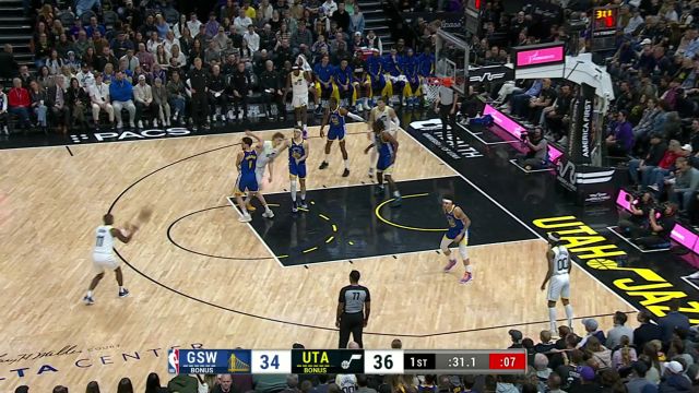 【2024年02月16日 勇士vs爵士集锦】神鬼二象性！邓恩外线发炮差之千里 随后将功补过轰进三分