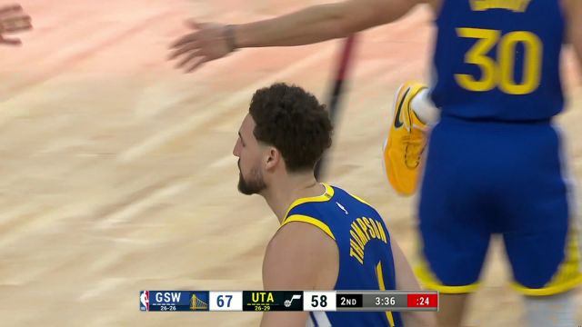 【2024年02月16日 勇士vs爵士集锦】里程碑虽迟但到！克莱次节上场连取四分 成功解锁生涯15000分里程碑