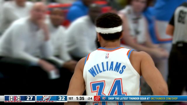 【2024年02月23日 快船vs雷霆集锦】阵地战与反击得分都能手拿把钻 亚历山大肯威联手连得4分