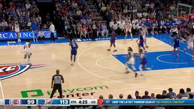 【2024年02月23日】快船vs雷霆第4节英文原声录像回放