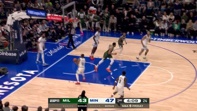 【2024年02月24日 雄鹿vs森林狼集锦】得分手拿把攥！爱德华兹骑马射箭漂移打板命中2+1