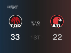 NBA常规赛：首节战罢，猛龙以35- 22领先老鹰，奎克利13分2篮板