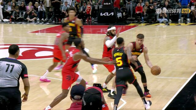 【2024年02月24日 猛龙vs老鹰集锦】猛龙神奇边线球战术！布朗快攻炸扣准绝杀老鹰
