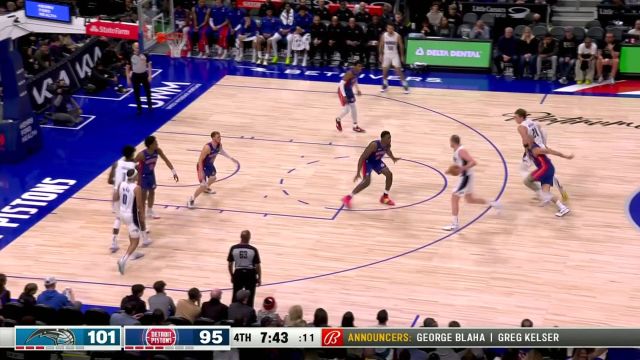 【2024年02月25日 魔术vs活塞集锦】恐怖的腰腹力量！安东尼无惧防守高难度跳步一打二压哨命中