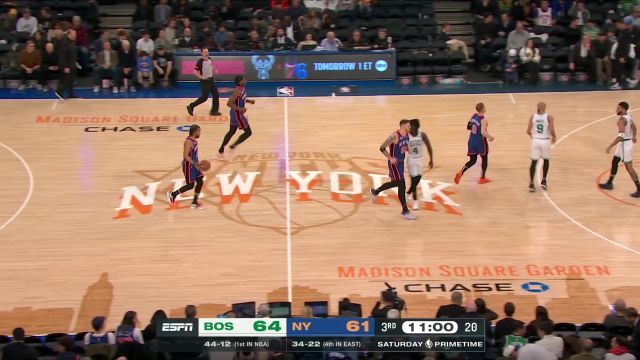 【2024年02月25日 凯尔特人vs尼克斯集锦】最佳防守球员又何妨？布伦森面对霍乐迪照样打成2+1