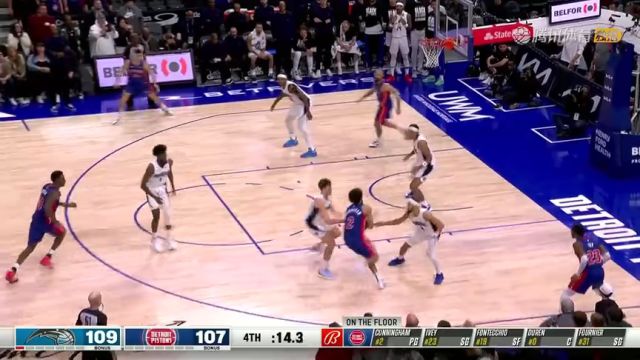 【2024年02月25日 魔术vs活塞集锦】决战时刻状元对决 坎宁安顶着班凯罗强势出手扳平比分