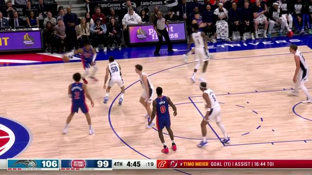 【2024年02月25日 魔术vs活塞集锦】年轻气盛！奥萨尔-汤普森一展垂直弹跳能力原地重扣