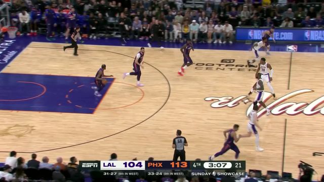 【2024年02月26日 湖人vs太阳集锦】游刃有余！奥尼尔接到杜兰特传球精准三分命中扩大优势