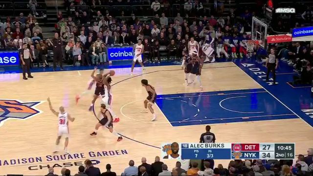 【2024年02月27日】 NBA常规赛：活塞vs尼克斯第2节英文原声录像回放