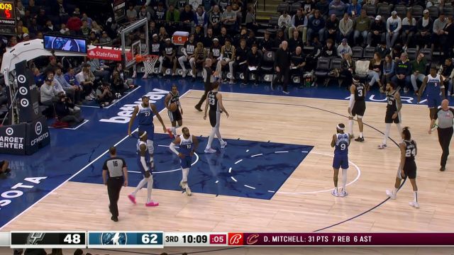 【2024年02月28日 马刺vs森林狼集锦】球商与能力并存 特雷-琼斯一步过掉康利面对麦克丹尼尔斯打成2+1