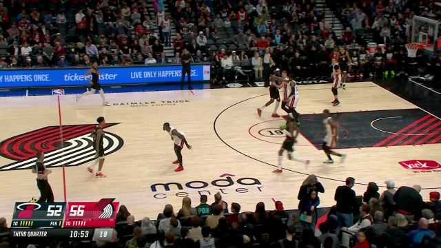 【2024年02月28日 热火vs开拓者集锦】眼疾手快偷营劫寨 巴特勒抢断反击暴扣一条龙