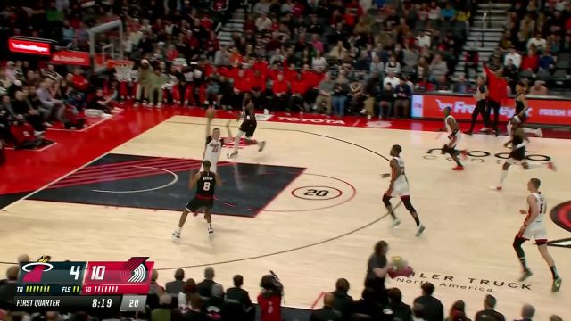 【2024年02月28日 热火vs开拓者集锦】邓肯罗宾逊虎口夺食推反击 阿德巴约接球上篮一气呵成