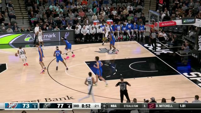 【2024年03月01日 雷霆vs马刺集锦】技术全面！文班亚马弧顶超远三分一杆进洞