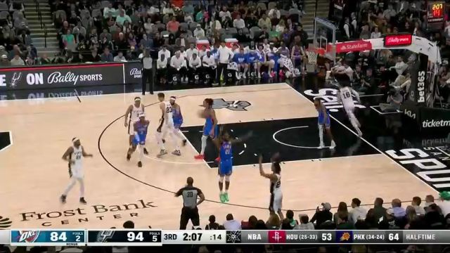 【2024年03月01日】雷霆vs马刺第3节英文原声录像回放