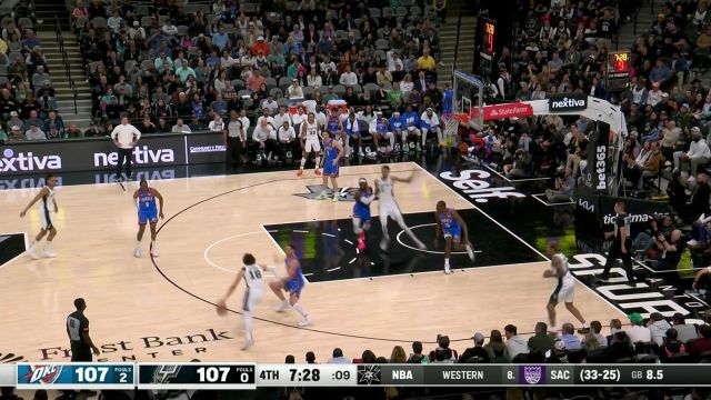 【2024年03月01日 雷霆vs马刺集锦】一招鲜吃遍天！瓦塞尔弧顶飘逸出手三分一箭穿心