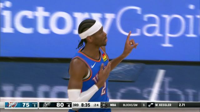 【2024年03月01日 雷霆vs马刺集锦】不拖泥带水！亚历山大一飞冲天暴力劈扣碾压禁区