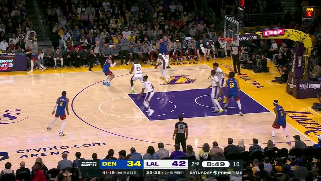 【2024年03月03日 掘金vs湖人集锦】受伤也阻挡不了我！ 穆雷面对詹姆斯单打中投稳稳命中