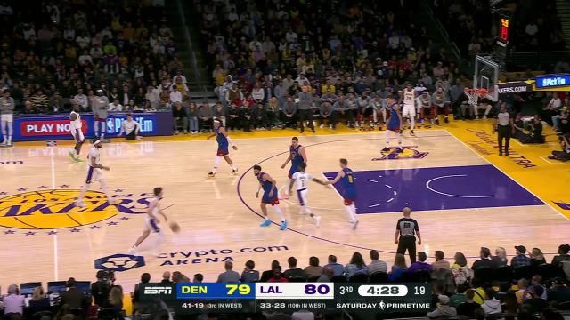 【2024年03月03日 掘金vs湖人集锦】攻传两端皆有建树！里夫斯眼观六路人缝妙传助攻拉塞尔上篮得手