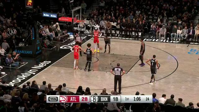 【2024年03月03日】NBA常规赛：老鹰vs篮网第1节英文原声录像回放