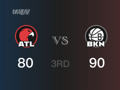 NBA常规赛：三节战罢，篮网以90- 80领先老鹰，M-布里奇斯32分4篮板2助攻