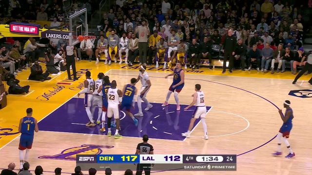 【2024年03月03日 掘金vs湖人集锦】老詹都无奈摊手了！ 掘金发力一波11-2超级进攻波拉开分差