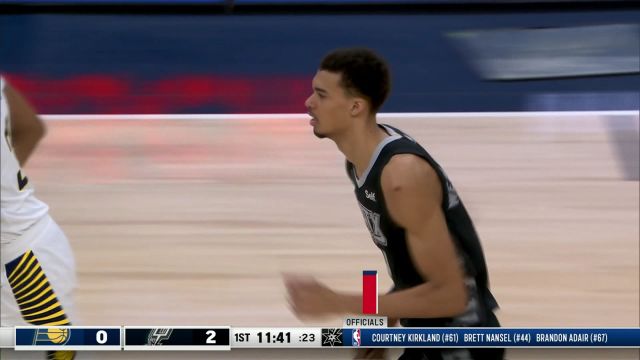 【2024年03月04日 步行者vs马刺集锦】篮下一柱擎天！文班亚马篮下旱地拔葱双手补扣先拔头筹