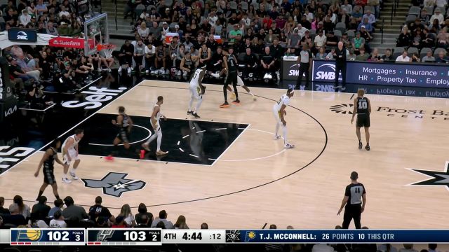 【2024年03月04日 步行者vs马刺集锦】需要我的时候能及时站出来！文班亚马冲击篮下顶着西卡完成2+1