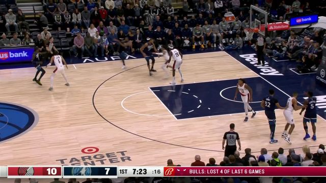 【2024年03月05日 开拓者vs森林狼集锦】完全无法阻挡！戈贝尔抢到进攻篮板无视防守旱地拔葱暴扣得手