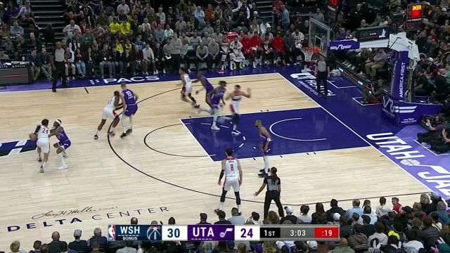 【2024年03月05日 奇才vs爵士集锦】勇士普尔又回来了 普尔半场神仙球9中8砍下23分