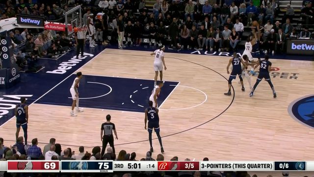 【2024年03月05日 开拓者vs森林狼集锦】不只会吃饼！戈贝尔顺步突破直杀篮下送摩西-布朗暴力隔扣