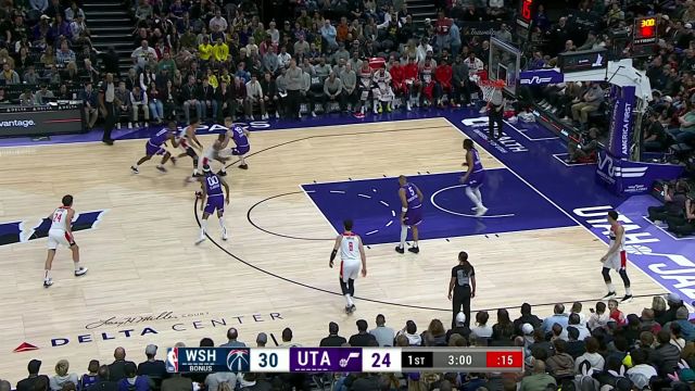 【2024年03月05日 奇才vs爵士集锦】让人感到陌生 普尔外线三分百发百中精准无比