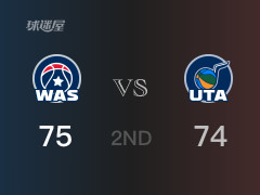 NBA常规赛：半场结束，奇才以75-74领先爵士，普尔23分