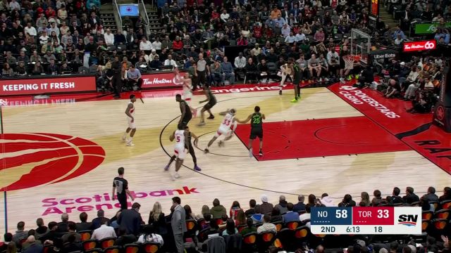 【2024年03月06日 鹈鹕vs猛龙集锦】这饼吃的相当可口！奎克利灵动跑位空切篮下将球放进篮筐