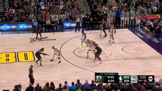 【2024年03月08日 凯尔特人vs掘金集锦】给板凳席都看嗨了！戈登篮下旱地拔葱单臂补扣展示暴力美学