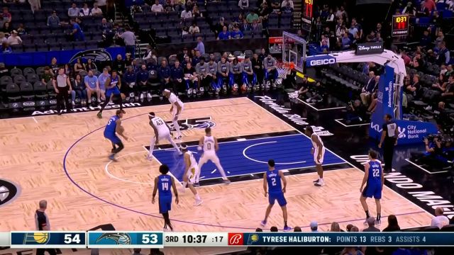 【2024年03月11日 步行者vs魔术集锦】展现天赋的时刻到了！班凯罗转身高难度后仰中投稳稳命中