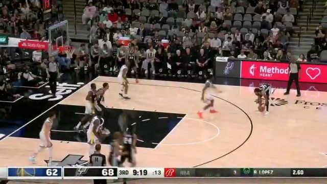 【2024年03月12日 勇士vs马刺集锦】禁区内翻江倒海 文班一个转身随便砸进