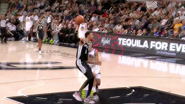 【2024年03月12日 勇士vs马刺集锦】文班精准预判长臂拦截 甩开大步重重锤击