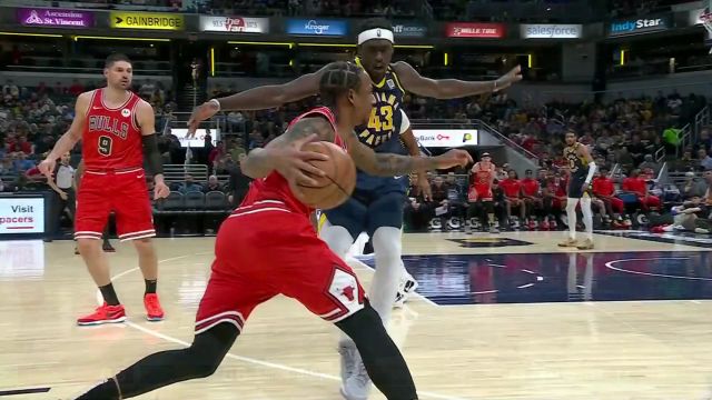 【2024年03月14日 公牛vs步行者集锦】单打教科书！ 德罗赞不惧防守杀进篮下轻取两分