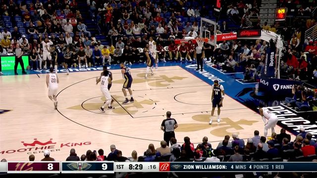 【2024年03月14日 骑士vs鹈鹕集锦】传的恰到好处！加兰直塞篮下的艾伦轻松上篮得分