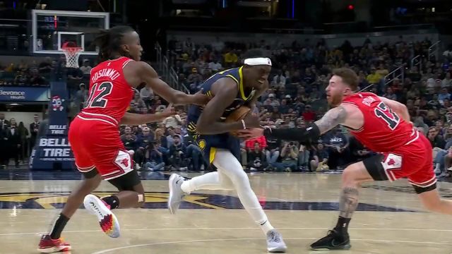 【2024年03月14日 公牛vs步行者集锦】进入最终时刻！ 西亚卡姆强硬杀进篮下打进两分还有加罚