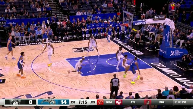 【2024年03月14日 篮网vs魔术集锦】班凯罗吸引防守假突真传 温德尔卡特接球起飞轻松扣进