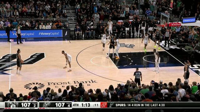 【2024年03月18日 篮网vs马刺集锦】众人拾柴火焰高！文班亚马约翰逊一内一外关键5分逆转局势