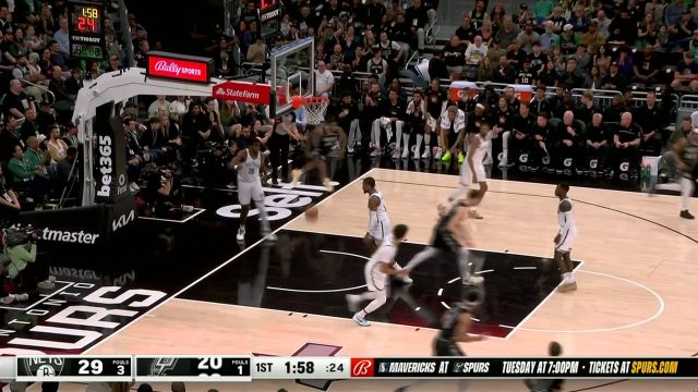 【2024年03月18日 篮网vs马刺集锦】人球合一！韦斯利风骚脚步单挑防守轻松上篮